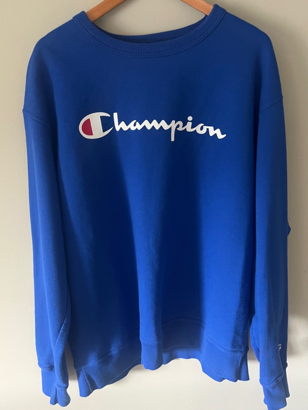 Champion Royal Blue Script Logo Crewneck Sweatshirt